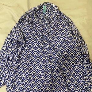 Blue patterned work blouse